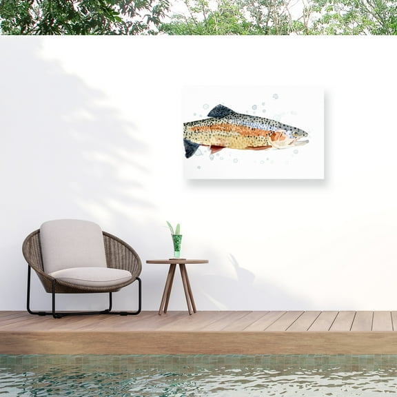 Emma Caroline 'Watercolor Rainbow Trout I' Outdoor All-Weather Wall Decor