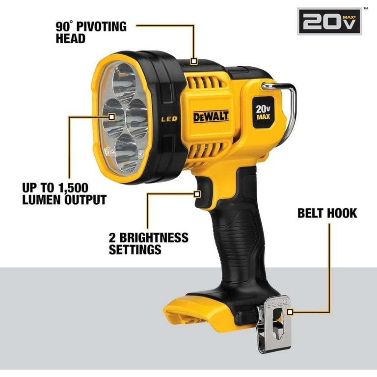DEWALT 20V MAX LED Work Light, Pivoting Head DCL043 DEWALT 20V MAX LED Work Light, Pivoting Head DCL043