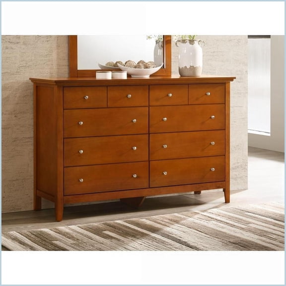 Dresser, Classic Oak Finish with Multiple Drawers, 39"H x 58"W x 18"D | Oak | Fully Assembled
