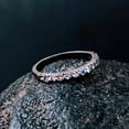 thumbnail image 2 of Rainbow Moonstone Half Eternity Wedding Band Sterling Silver Matching Band, June Birthstone Jewelry Women's Gift for Her Elegant Round Band., 2 of 2