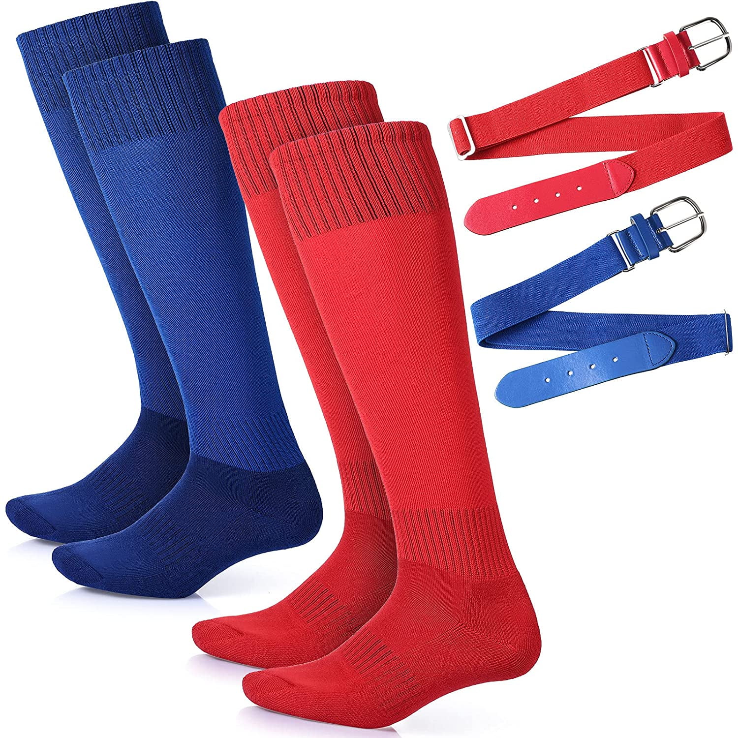 Youth & Adult Sizes Youper Compression Softball Socks & Belt Combo Set 2 Pairs of Socks Over the Calf & 1 Belt 