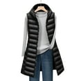 thumbnail image 5 of Quealent Long Puffer Vest Women Winter Hooded Sleeveless Coat Warm Quilted Vest Jacket Zip Up Puffy Coat Fall Warm Outerwear Black for Size S, 5 of 5