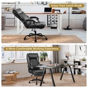 Primy Office Chair with Retractable Footrest, Ergonomic High Back Executive Computer Desk Chair, Big & Tall PU Leather Reclining Chair for Home Office Work