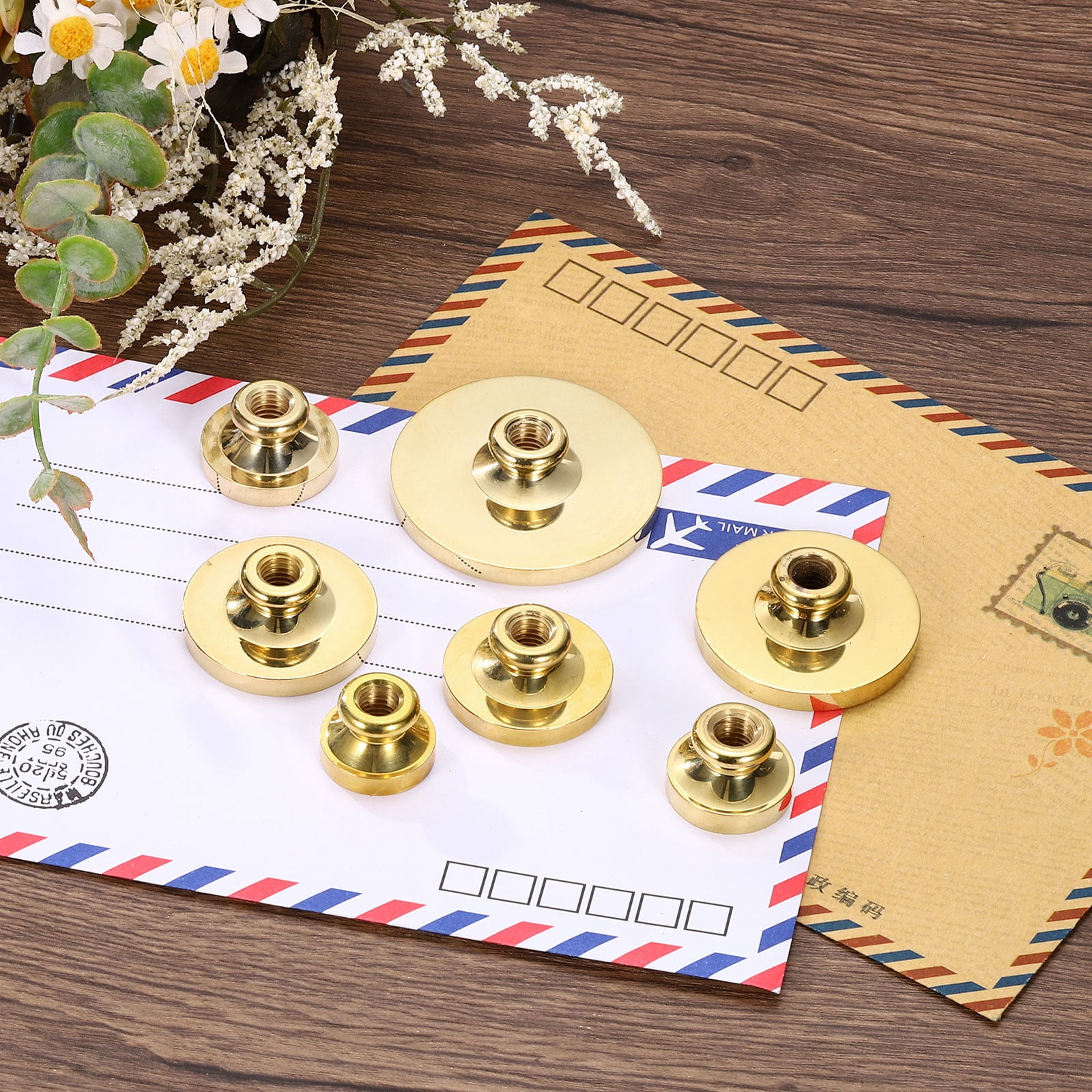 Unique Bargains Vintage Retro Brass Head Blank Wax Seal Stamp for Letter Sealing 3Pcs