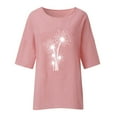 thumbnail image 4 of PMUYBHF Débardeurs Sans Manches Rouges pour Femmes 4 Juillet 2024 Tendance Été T-Shirts à Manches 3/4 Col Rond Imprimé Floral Ample Tunique en Lin Mélangé Blouse, 4 of 5