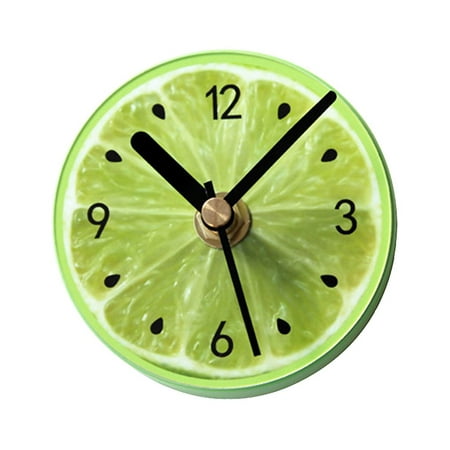 

NUOLUX Refrigerator Magnets Sticker Clock Round Fruit Pattern Wall Clock Message Stickers (Green Lemon)