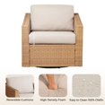 thumbnail image 2 of CHITA 3 Piece Resin Wicker Outdoor Patio Bar Set with Ottoman, Light Brown/Cream, 2 of 12