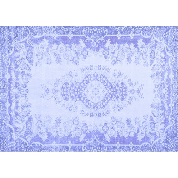 Ahgly Company Machine Washable Indoor Rectangle Abstract Blue Contemporary Area Rugs, 7' x 10'