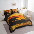 thumbnail image 3 of Manfei Bear Slihouette 7-Piece Twin Bedding Sets,Jungle Animal Bedding Comforter Set,Orange Sunset Sheet Sets For Boys Girls,Luxury Bedroom Decor Reversible, 3 of 8