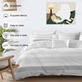 thumbnail image 3 of 3 Piece Grey Stripe Duvet Cover Set Queen Size, Microfiber Comforter/Quilt Cover with Corner Ties and 2 Pillowcases, Modern Abstract Monochrome Geometric All Season Soft Bedding with Zipper Closure, 3 of 8