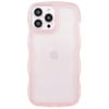 TIAN LI Case for iPhone 12 Pro, Cute Kawaii Curly Wave Frame Shape Soft Silicone Shockproof Protective Phone Cover for Women Girls, Clear/Pink