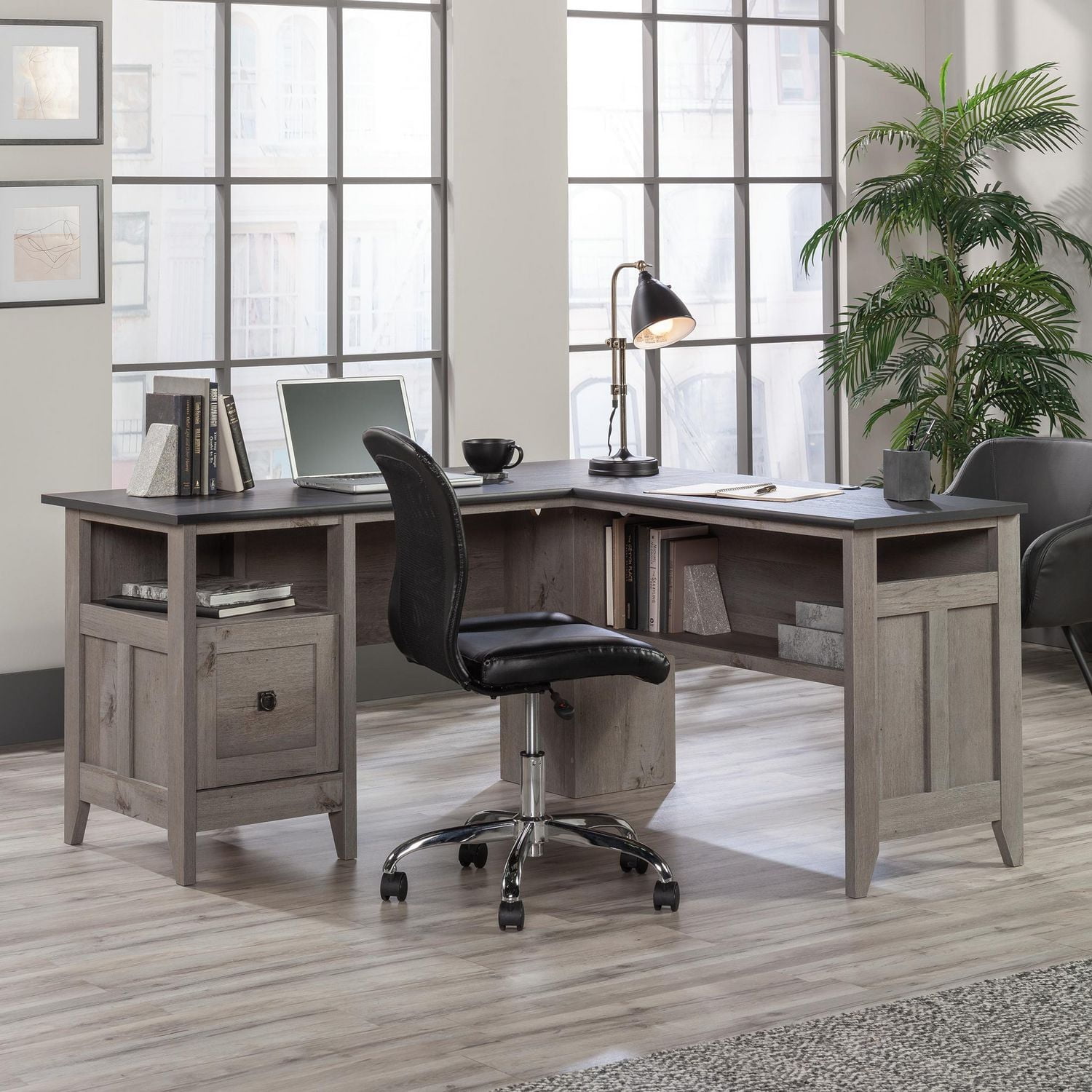 Sauder August Hill Bureau en L en Finition Mystic Oak