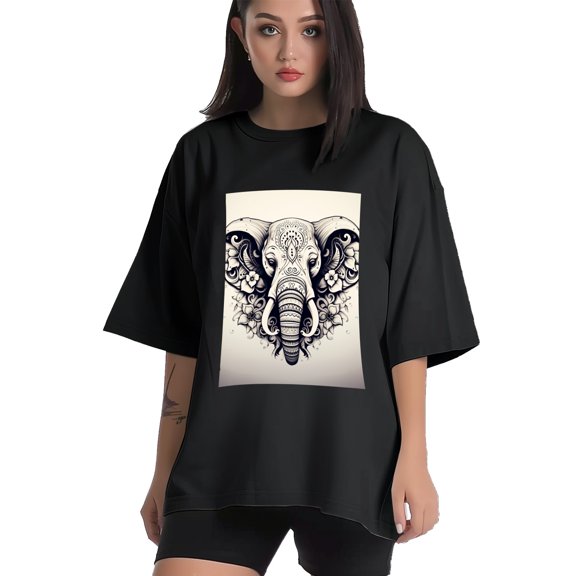 Plus Size Shirt for Women Black Tops for Women Short Sleeves Shirt for Women Elephants T Shirt Crewneck Shirt for Women XS