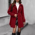 thumbnail image 5 of Wool Coats for Women, Women's Peacoat Double Breasted Pea Coat Mid-Length Dress Coat Warm Winter Overcoat(Wine,XXL), 5 of 8