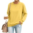 thumbnail image 3 of UDAUDU Sweatshirt for Women Fall Winter Casual Fleece Crewneck Oversized Sweatshirt Loose Fit Comfy Long Sleeve Comfortable Soft Pullover Tops Yellow XL, 3 of 8