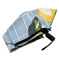 thumbnail image 5 of Blue Plaids Lemons Leaves Vintage Style All Weather Umbrella Triple Folding Parasol 6 Ribs UV Protection Portable, 5 of 8