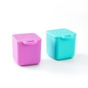 Omie Dip for OmieBox (2 pack) Leakproof Dips Containers To Go, Salad Dressing Container, Condiment Container with Lids - Food Safe Silicone - 4 ounces (Pink/Teal) by OmieLife
