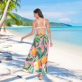 thumbnail image 7 of FORMRS Womens Beach Sarong Semi-Sheer Bikini Wrap Skirt Swimsuit Cover-ups, Pink Oranges, 7 of 7