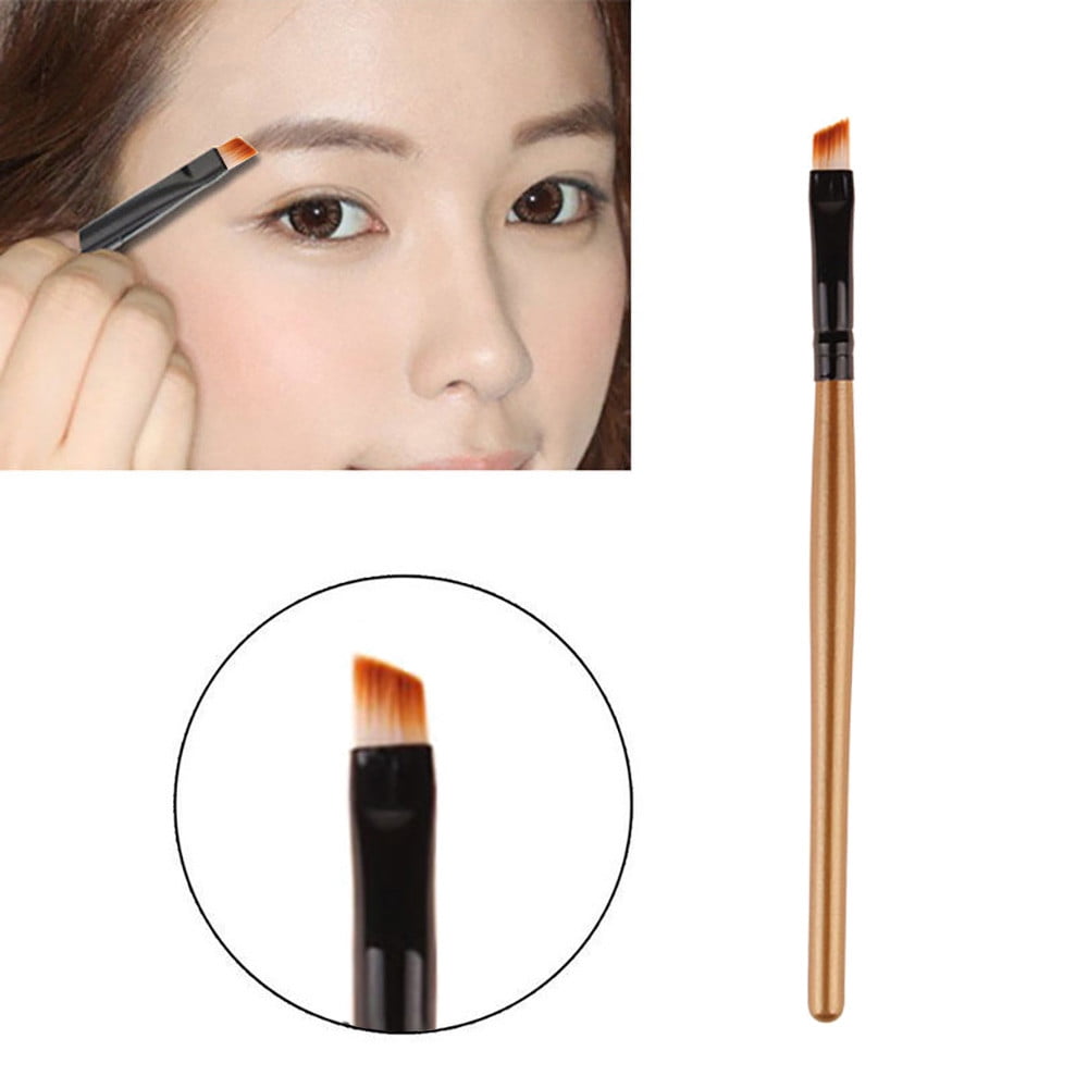 Ruier-hui Professional Gold Flat Angled Eye Brow Brush Eyeliner Eyeshadow Makeup Brush 