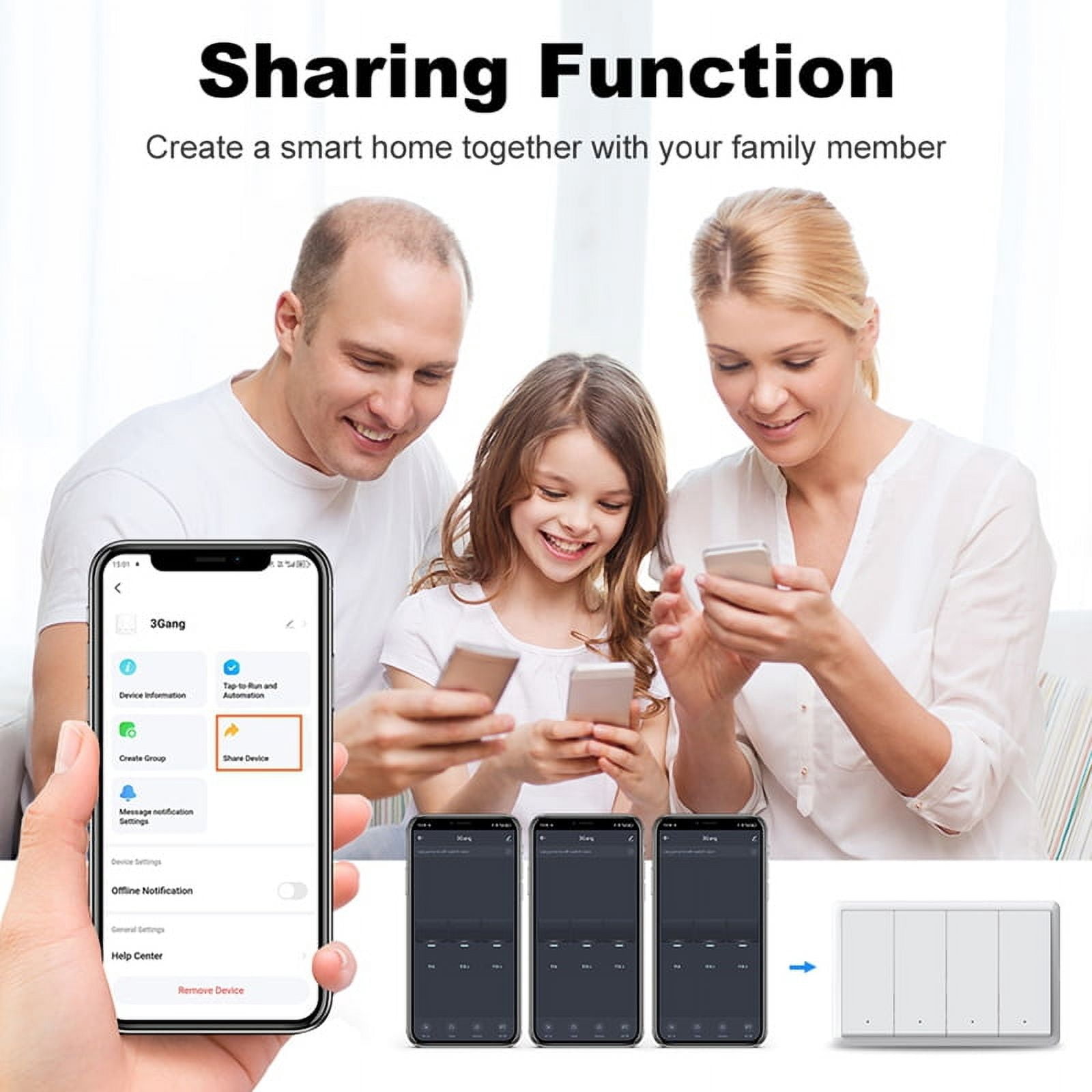 Tuya ZigBee Smart Switch Neutral Wire Optional Intelligent US Wall Button Light Switch AC100-240V for 3Gang