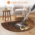 thumbnail image 6 of Half Circular Door Mat 24"x36", Western Christmas Large Absorbent Non Slip Front Entrance Rug, Xmas Botanical Wreath Vintage Diatomaceous Welcome Mat for Double Door Garage Living Room Entryway, 6 of 9