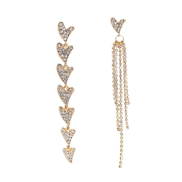 EeaseMX 1 par de pendientes asimétricos con forma de corazón, colgantes para mujer, elegantes pendientes de oro rosa.