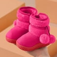 thumbnail image 4 of dazeni Girls Snow Boots Winter Mid Calf Booties Outdoor Ankle Warm Slip On Fleece Lined Lightwieght Shoes with Pompom, 4 of 6