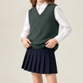 thumbnail image 6 of Spazoro Girls Knit Vest V Neck, Ribbed Trim Sleeveless Regular Fit Solid Color Breathable Preppy Layering Sweater Vest for Kids Army Green Size 11-12, 6 of 8