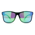 thumbnail image 4 of Hipster Color Mirror Inset Shield Lens Horn Rim Retro Plastic Sunglasses Black - Teal Mirror, 4 of 7