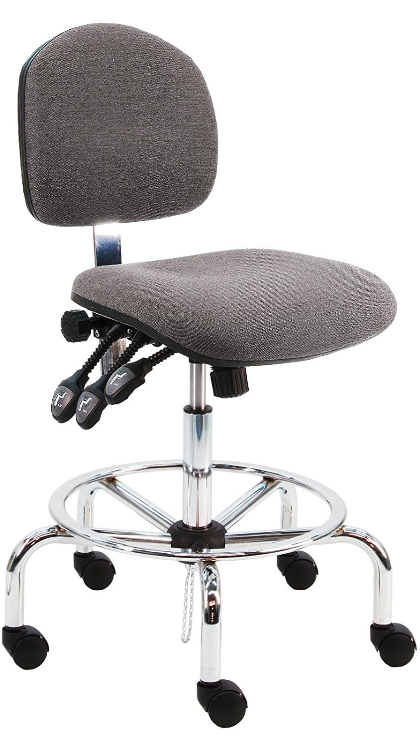 Benchpro Deluxe Hd Fabric Ergonomic Esd Anti Static Chair With Chrome Base Non Adjustable Arm Light Gray