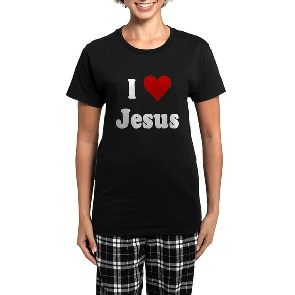 CafePress - I Love Jesus Women's Dark Pajamas - Women's Short Sleeve Print T-Shirt and Pants Dark Cotton Pajama Set