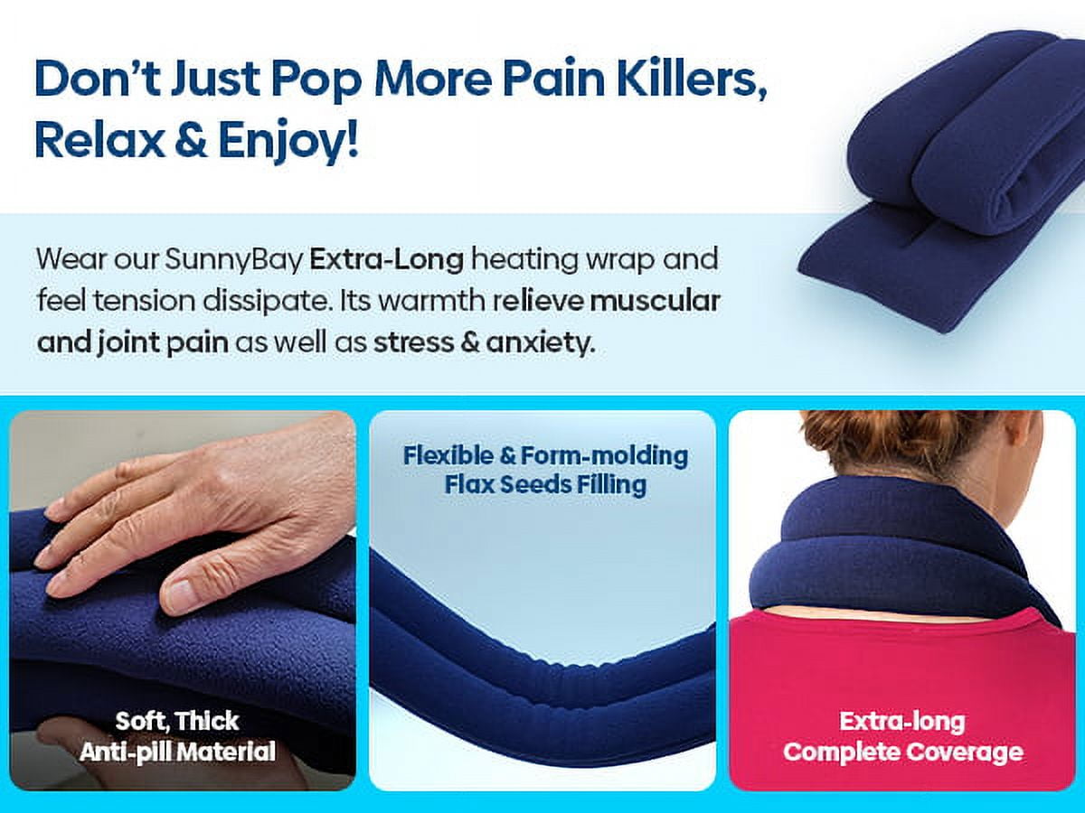 Sunnybay Extra Large Thermal Pad Wrap, Heating & Cold Therapy for Neck & Shoulder Pain Relief, Navy Blue, 26x4