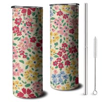 20oz Pioneer Flower Skinny Tumblers Stainless Steel Tumbler with Lid and Straw,Vacuum Insulated Double Wall Travel Tumbler Cups with Cleaning Brush for Coffee,Tea