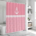thumbnail image 5 of Polyester Fabric Anchor Morocco Shower Curtain, Modern Nautical Pink Boho Stripes Waterproof Bathtub Curtain Bathroom Decor Set with Hooks 54 x 78 Inches, 5 of 6