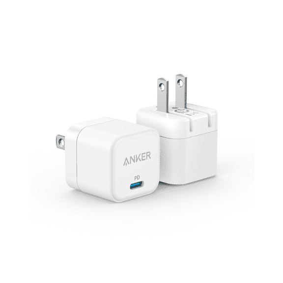 Restored Anker 20W USB C Fast Charger with Foldable Plug, PowerPort III 20W Cube Charger, 2 Pack (Cable Not Included) (Refurbished)
