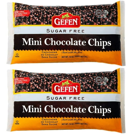 Gefen Mini Chocolate Chips, Sugar Free, 10oz 2 Pack Dairy Free, Nut Free, Lactose Free