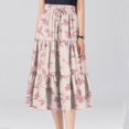 thumbnail image 4 of Yucgh Women's Floral Print Midi Skirt with Drawstring Elastic Waist, Casual Bohemian Skirt, A-line Summer Skirt with Pockets,Pink,XL, 4 of 7