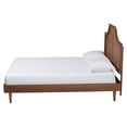 thumbnail image 2 of Baxton Studio Macaria Mid-Century Modern Ash Walnut Woven Rattan King Size Bed, 2 of 6
