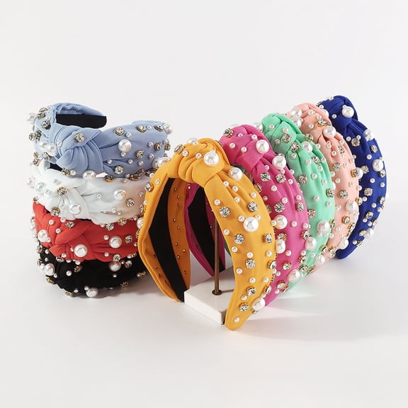 Helii Women Headband Wide Knot Pearl Vintage Elegant Casual Wedding Hair Hoop