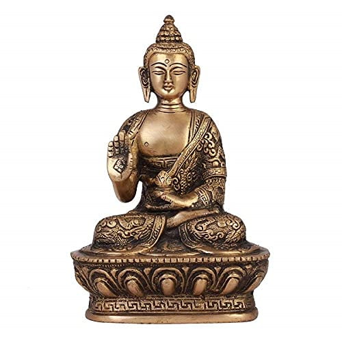 Brass World Brass Buddha Idol Hand Crafted Lifestory Buddha Statue, Fine Carving Religious Idol, Antique Brass Sculpture, Vintage Decorative in Brass, Valuable Collection, Rustic Finish 7"