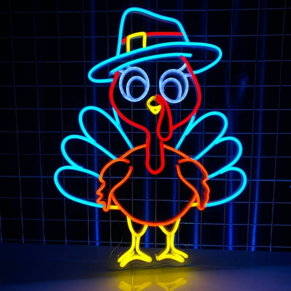 Handmadetneonsign Turkey Neon Sign, Thanksgiving Day Neon Wall Art Decor, Thanksgiving Day Wall Decor
