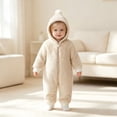 thumbnail image 5 of YDFCWXW Baby Girl Winter Hooded Jumpsuit Romper Baby Warm Snowsuit Clothes Set (Beige, 18-24 Months), 5 of 7