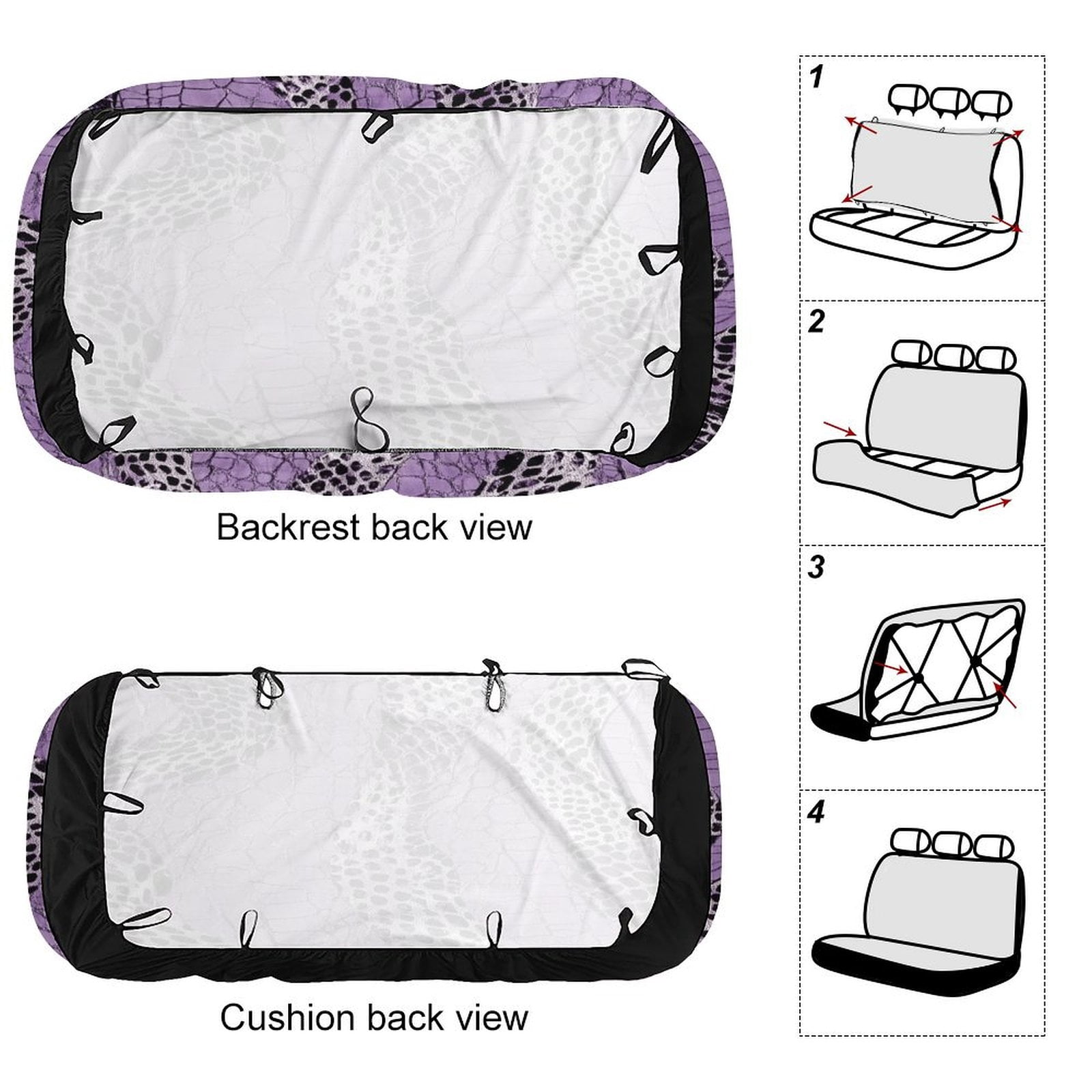 Animal Print Patterns Rear Seat Covers, Car Backseat Protector, Universal Back Seat Vehicle Interior Protector, Fits Most Cars, SUVs, Sedans, Trucks