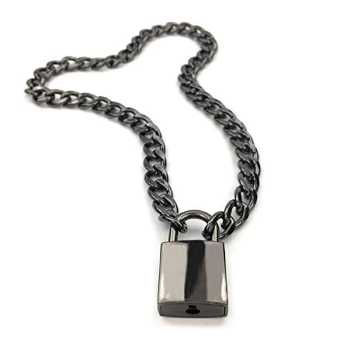 Padlock Necklace Chain Collar Choker with Two Keys and Box for 
