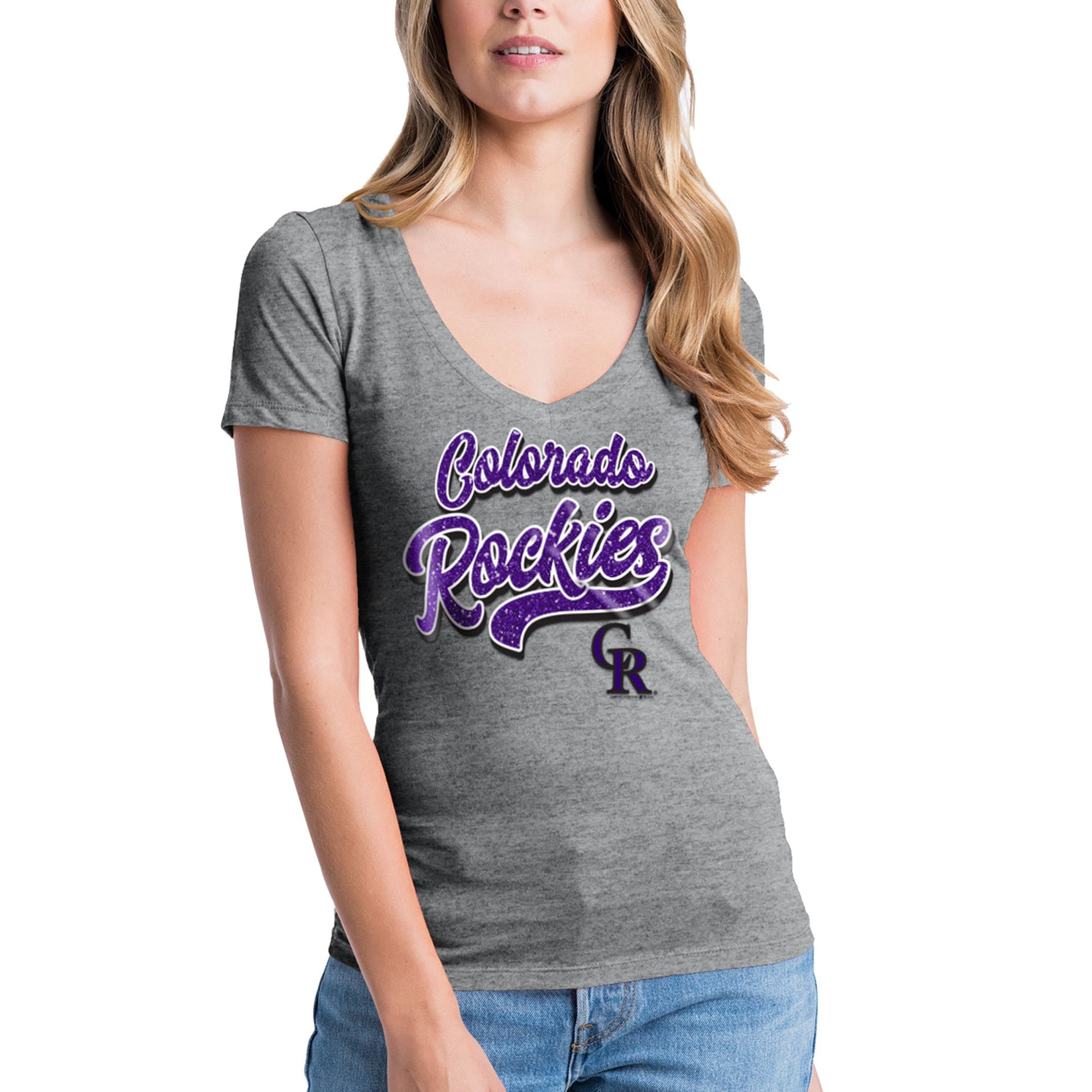 ⚾️ Women's Colorado Rockies T-Shirt Heather Gray/Purple