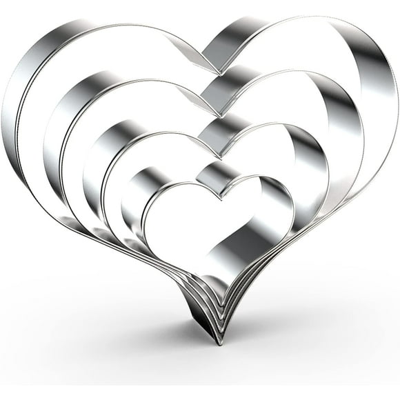 shiyou-Heart Cookie Cutter Set - 4 Piece Valentine's Heart Shaped Cookie Cutters - 5 Inch, 4 Inch, 3 Inch, 2 Inch - Stainless Steel