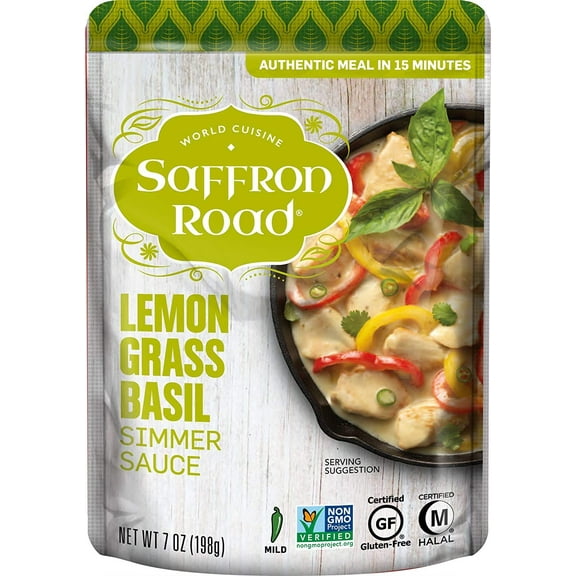 Saffron Road Gluten Free Simmer Sauce Lemongrass Basil -- 7 oz Pack of 2