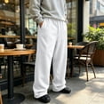 thumbnail image 5 of Hsovts Mens Baggy Sweatpants Casual Straight Wide Leg Sweat Pants Drawstring Athletic Workout Gym Jogger with Pockets White S, 5 of 8
