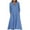 Blue, variant on Wdfiry Women's Cotton Linen Dress Solid Color Notched Neck Puff Sleeve Dress Plus Size Loose 3/4 Sleeve Midi Dresses