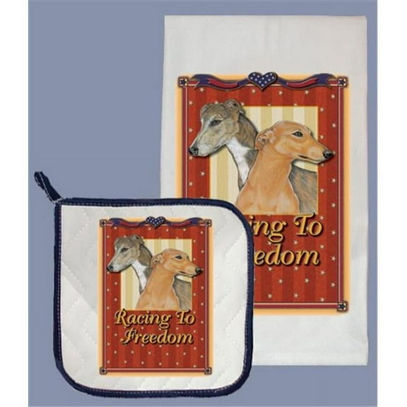 Pipsqueak Productions DP972PET Greyhound Dish Towel And Pot Holder Set